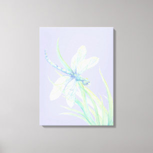 Ursprunglig vattenfärgsblå Grönt Dragonfly Canvastryck