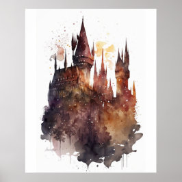 Ursprunglig vattenfärgsCastle-bild Poster