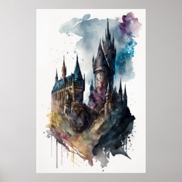 Ursprunglig vattenfärgsCastle-bild Poster