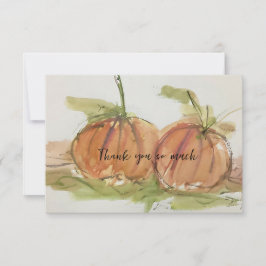 Ursprunglig vattenfärgskiss Pumpkin Tack Kort