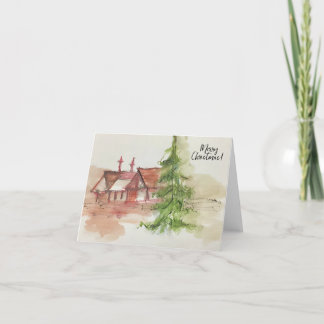 Ursprunglig vattenfärgskiss tack kort