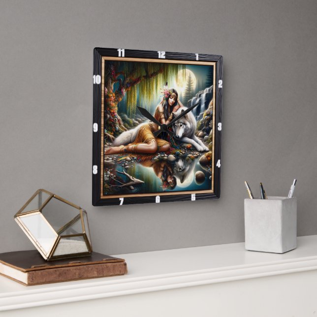 Ursprunglig Vind: Willow Lövs Dance Art Fyrkantig Klocka (Kontor)