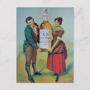 Ursprunglig vintage Irish whisky poster, hand i ha Vykort