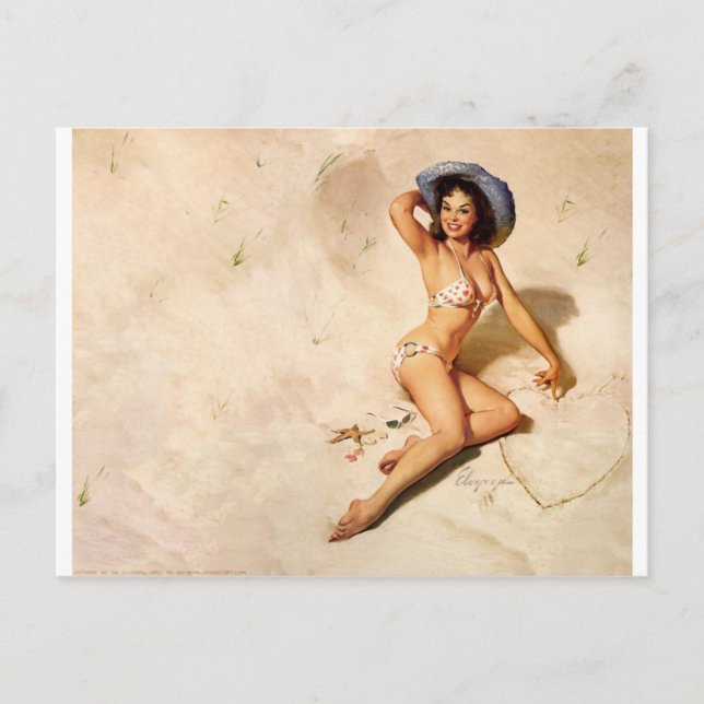 Ursprunglig vintage på stranden vykort (Framsida)