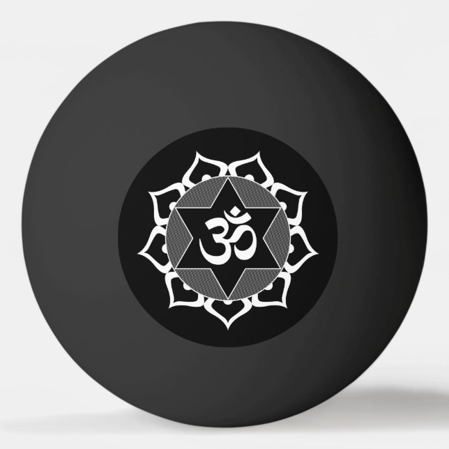Ursprunglig vit Yoga OM-symbol Pingisboll (Framsidan)