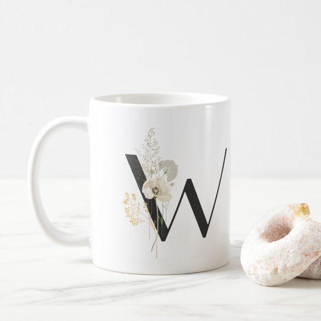 Ursprunglig W med mjuk färg-blomkaffe Mugg (Med munk)