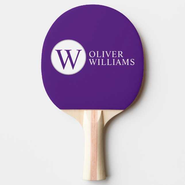 Ursprunglig W (redigerbar) Circle Monogram Lila Pingisracket (Framsidan)