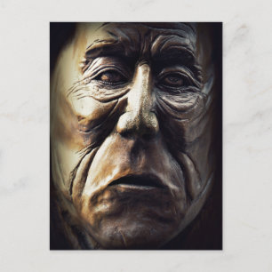 Ursprunglig Woman Wood Carving Vykort