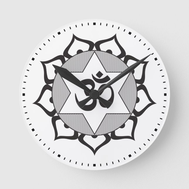 Ursprunglig Yoga OM-symbol Rund Klocka (Framsida)