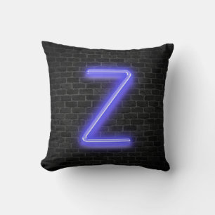 Ursprunglig Z i Neon Marquee on Brick Kudde