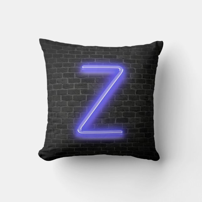 Ursprunglig Z i Neon Marquee on Brick Kudde (Framsida)