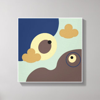 Ursprungliga enkla tecknade bruna utskrifter canvastryck