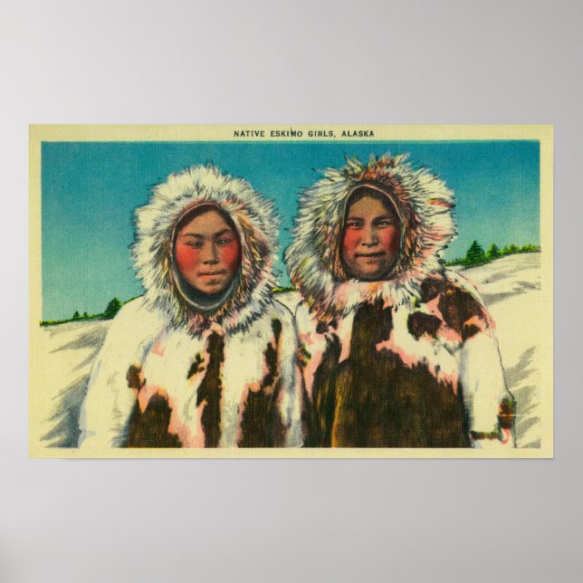 Ursprungliga eskimo Girls i AlaskaState Poster (Framsidan)