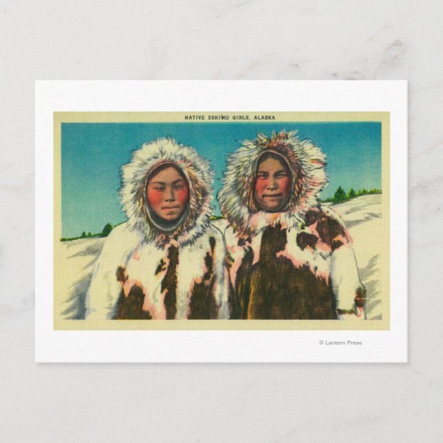 Ursprungliga eskimo Girls i AlaskaState Vykort (Framsida)