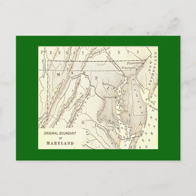 Ursprungliga gränser för Maryland-vykort Vykort (Framsida)