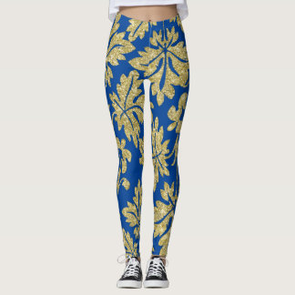 Ursprungliga söta Golden-blommor firande mönster Leggings