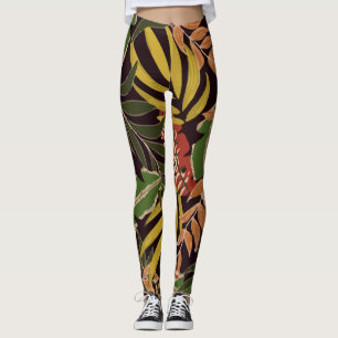 Ursprungliga tropiska växter Lämnar Leggings