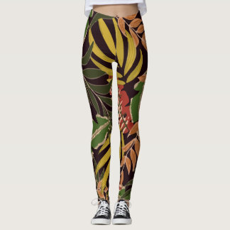 Ursprungliga tropiska växter Lämnar Leggings