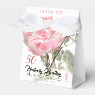 Ursprungliga vattenfärger för Peony 50:e födels Presentaskar