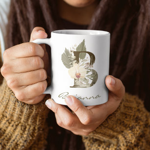 Ursprungligt B Boho Blommigt Orchid Greenery-eget Kaffemugg