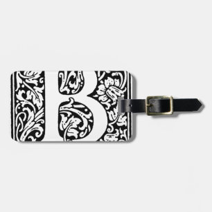 Ursprungligt B-monogram. Anpassat Namn-Blommönster Bagagebricka