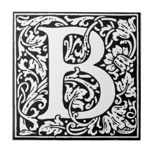 Ursprungligt B-monogram. Anpassat Namn-Blommönster Kakelplatta