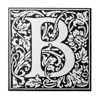 Ursprungligt B-monogram. Anpassat Namn-Blommönster Kakelplatta