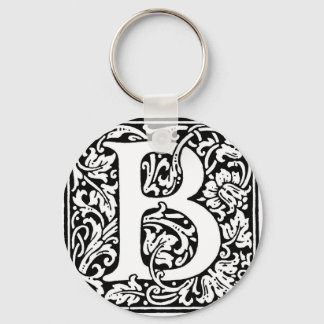 Ursprungligt B-monogram. Anpassat Namn-Blommönster Nyckelring