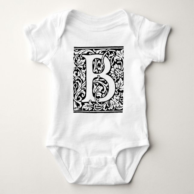 Ursprungligt B-monogram. Anpassat Namn-Blommönster Tee (Framsida)