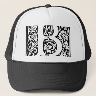 Ursprungligt B-monogram. Anpassat Namn-Blommönster Truckerkeps