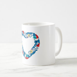 Ursprungligt Bröllop love birds i blommornas hjärt Kaffemugg