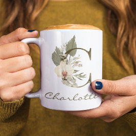 Ursprungligt C Boho Blommigt Orchid Greenery-eget  Kaffemugg