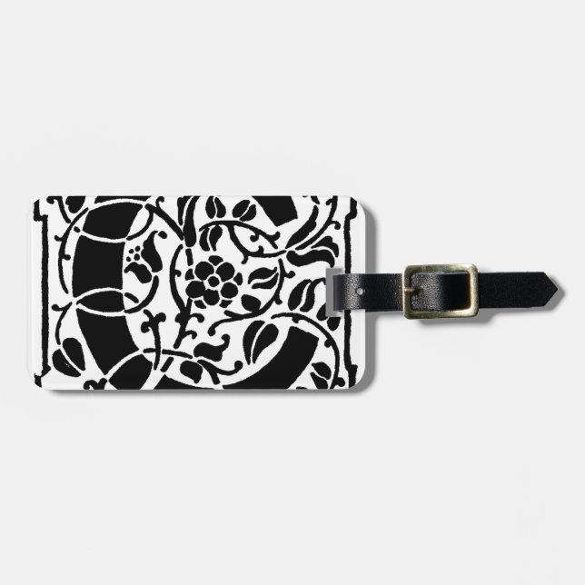 Ursprungligt C-monogram. Blommigt Namn Customized  Bagagebricka (Horisontell Framsida)