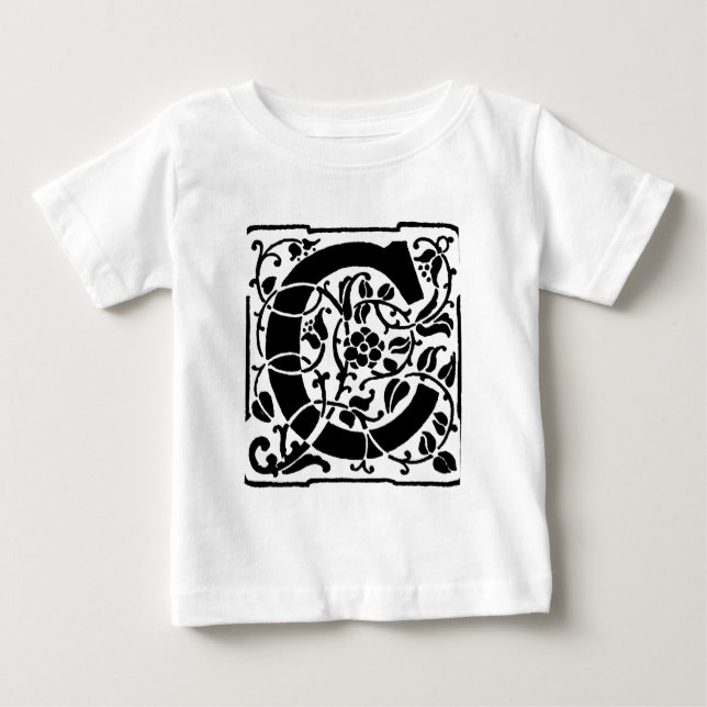Ursprungligt C-monogram. Blommigt Namn Customized  T Shirt (Framsida)