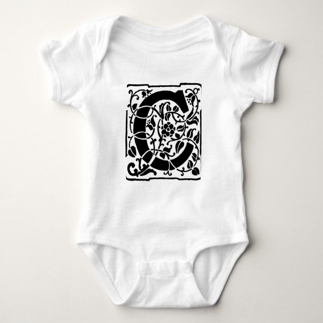 Ursprungligt C-monogram. Blommigt Namn Customized  Tee Shirt (Framsida)