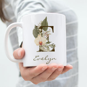Ursprungligt E Boho Blommigt Orchid Greenery-eget Kaffemugg