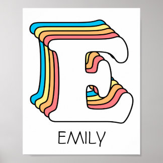 Ursprungligt E Brev Namn Cute Rainbow Alphabet Poster