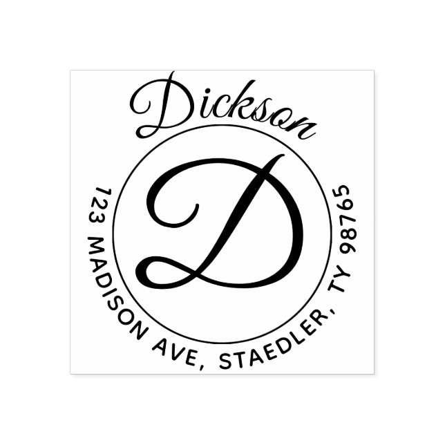 Ursprungligt efternamn Runt Adress Frimärke-monogr Stämpel (Tryck)