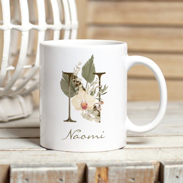 Ursprungligt eget namn för N Boho-Blommigten Orchi Kaffemugg (Skapare uppladdad)
