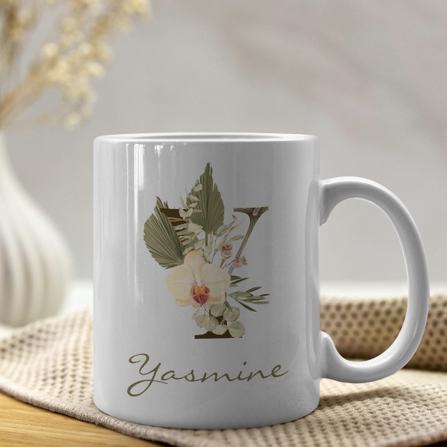 Ursprungligt eget namn för Y Boho-Blommigten Orchi Kaffemugg (Skapare uppladdad)