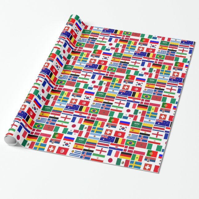 Ursprungligt FOOTBALL SOCCER TEAM FLAGGOR 2018 mön Presentpapper (Utrullad)