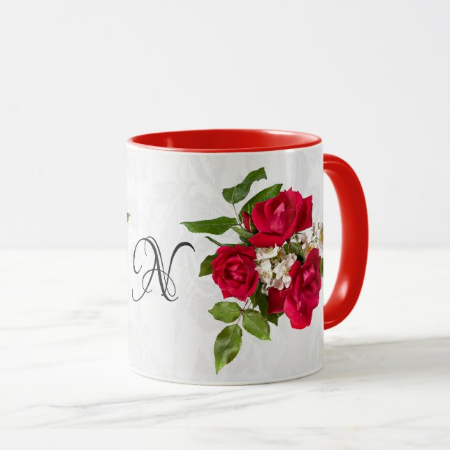 Ursprungligt foto från Röd ros Bouquet Floral Mugg (Framsida höger)