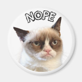 Ursprungligt grumpy Cat Round Magnet "NOPE"