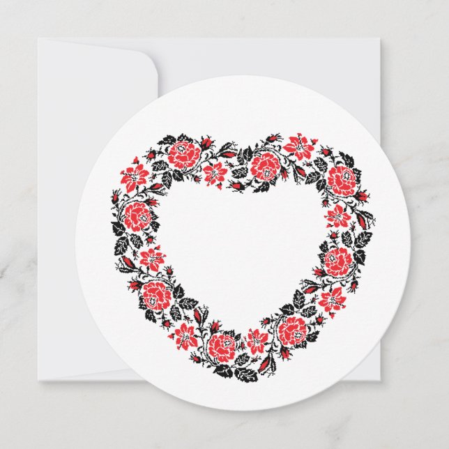 Ursprungligt hjärta för blommor av kor-stygn röd r (Framsida)