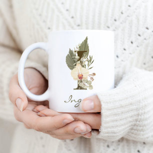 Ursprungligt I Boho-Blommigt Orchid Greenery-eget Kaffemugg