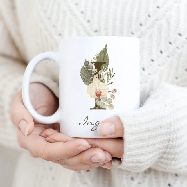 Ursprungligt I Boho-Blommigt Orchid Greenery-eget  Kaffemugg (Skapare uppladdad)