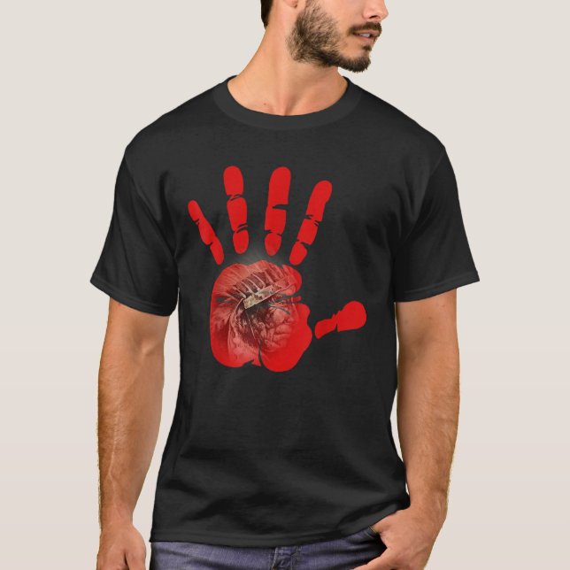 Ursprungligt infödd amerikansk infödd Red Hand Ind T Shirt (Framsida)