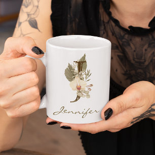 Ursprungligt J Boho Blommigt Orchid Greenery-eget Kaffemugg