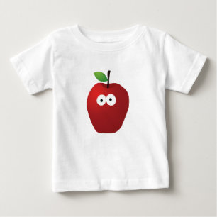 Ursprungligt lustigt äpple med tecknad med ögon t shirt