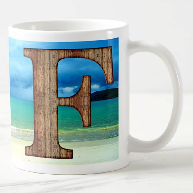 Ursprungligt monogram Brev A-strandscen i stranden Kaffemugg (Skapare uppladdad)